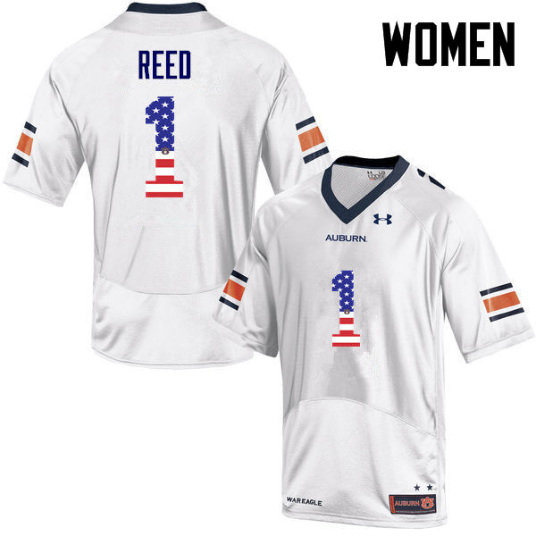 Women #1 Trovon Reed Auburn Tigers USA Flag Fashion College Football Jerseys-White